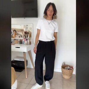 NWT ZARA PLEATED ANKLE PANTS BLACK